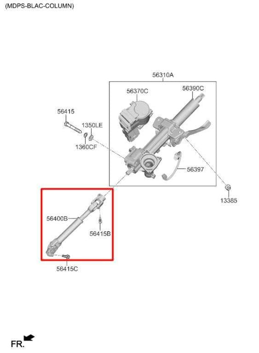 2021-24 Kia K5 GTLine 1.6L Steering Column Intermediate Lower Shaft 56400L0000 - Alshned Auto Parts