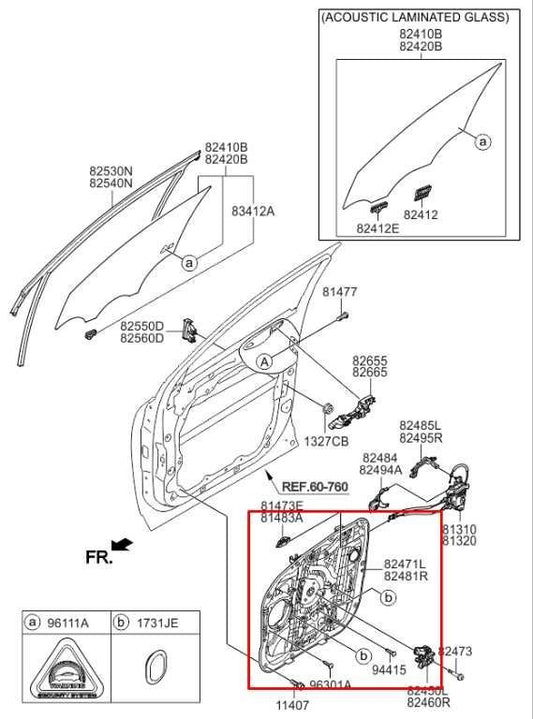 15-20 Kia Sorento EX Front Left Side Door Window Regulator w/ Carrier and Motor - Alshned Auto Parts