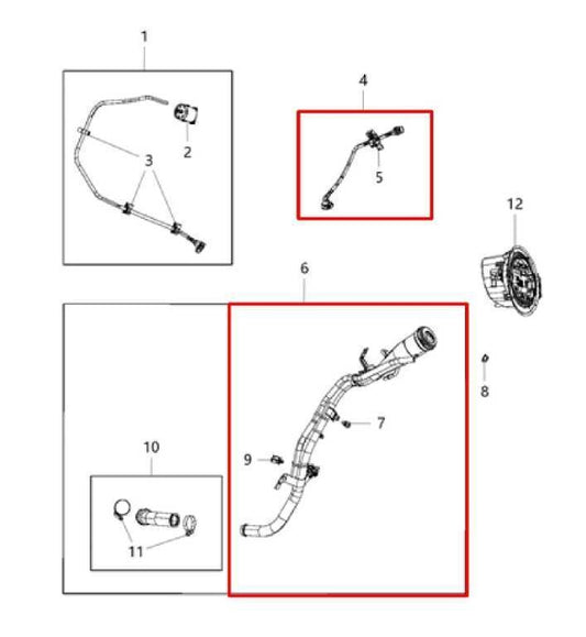 2019-2023 Jeep Cherokee 3.2L Fuel Filler Neck Hose Pipe 52030325AB OEM - Alshned Auto Parts