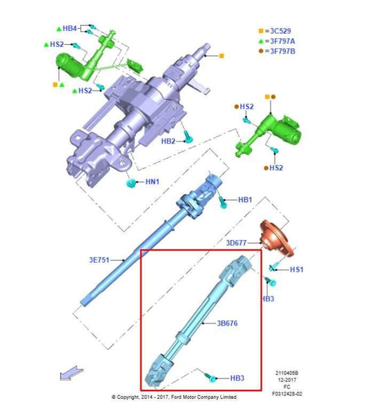 15-20 Ford F150 3.5L 4WD Steering Column Intermediate Lower Shaft FL34-3C662-AC - Alshned Auto Parts