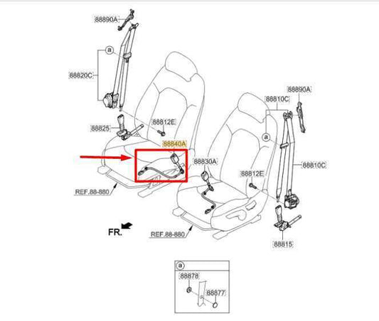 2015-2019 Hyundai Sonata Front Right Side Seat Belt Buckle 88840-C2000-TRY OEM - Alshned Auto Parts