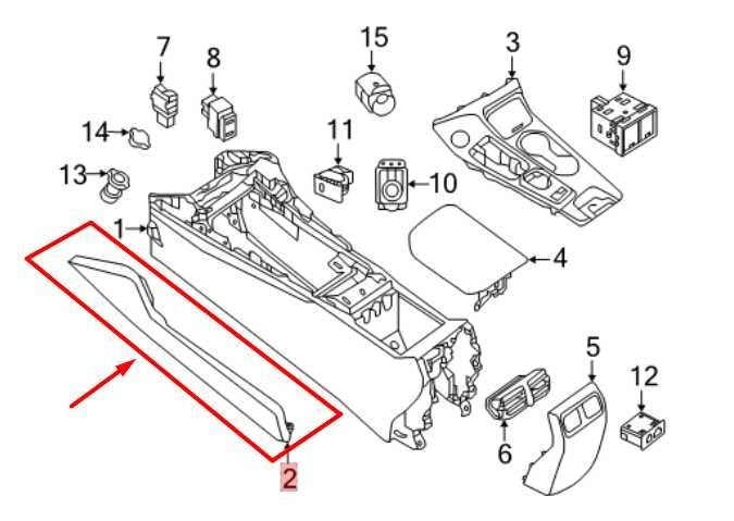 2019-2023 Nissan Maxima FR LH Center Console Trim Panel Leather 96906-9DJ0A OEM1