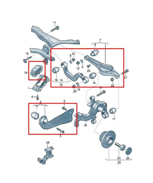 2012-22 Volkswagen Passat SE FWD Rear Suspension Right Side Control Arm Set of 4 - Alshned Auto Parts