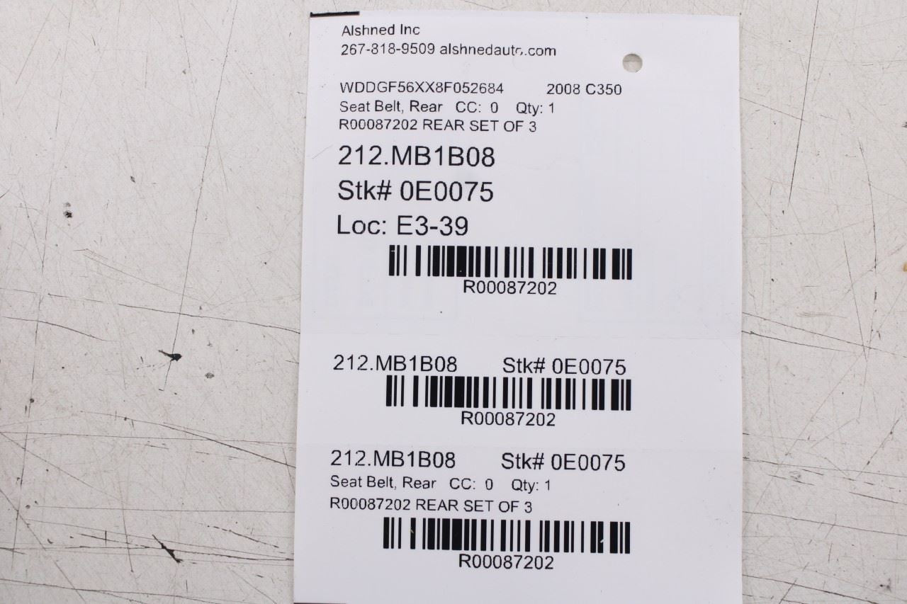2008 Mercedes-Benz C350 Rear Right Left Side 2nd Row Seat Belt Buckle Set of 3 - Alshned Auto Parts