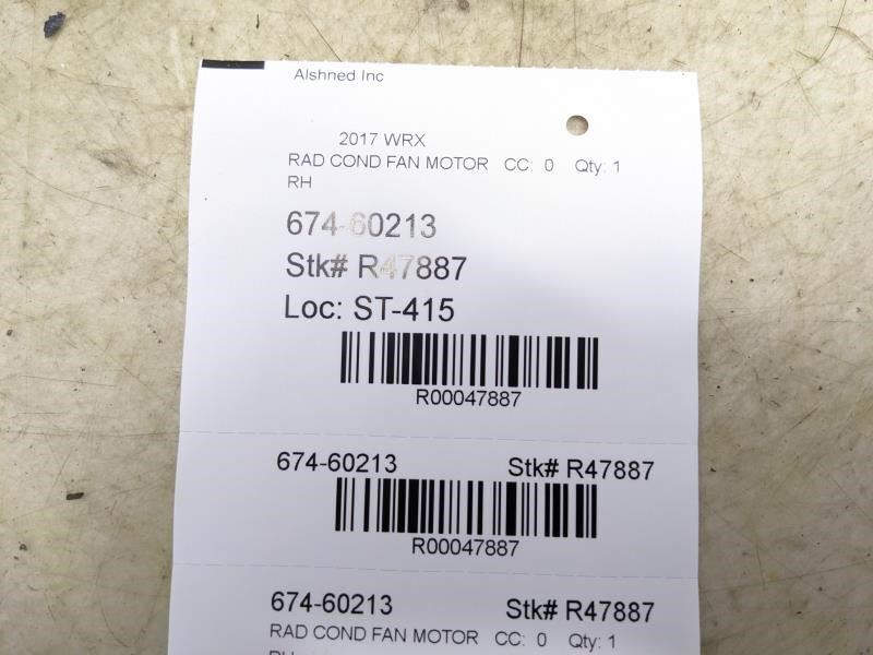 2014-2018 Subaru WRX RH Condenser Cooling Fan Motor Assy 73313SG000 OEM