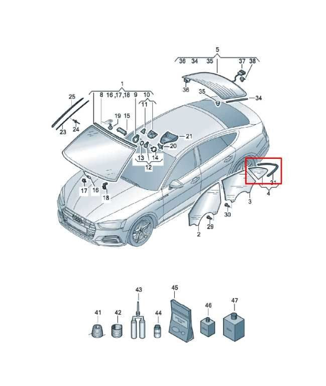 2018-25 Audi S5 Premium Rear Passenger RH Side Quarter Fixed Window Glass *ReaD* - Alshned Auto Parts