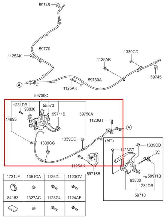 2011-15 Kia Optima LX Emergency Parking Brake Pedal w/ Control Cable 597002T0001