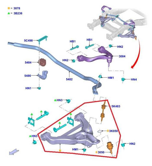 21-26 Ford Expedition MAX XLT 3.5L 4x4 Front Left Lower Control Arm JL1Z-3079-D - Alshned Auto Parts
