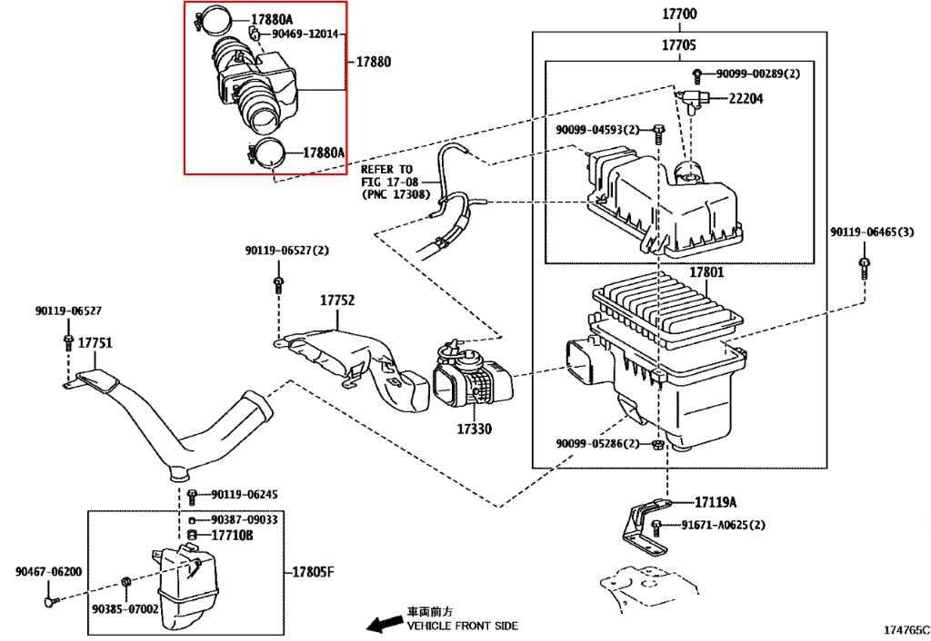 2007-2009 Lexus RX350 3.5L Air Intake Cleaner Resonator Tube 17880-31120 OEM - Alshned Auto Parts