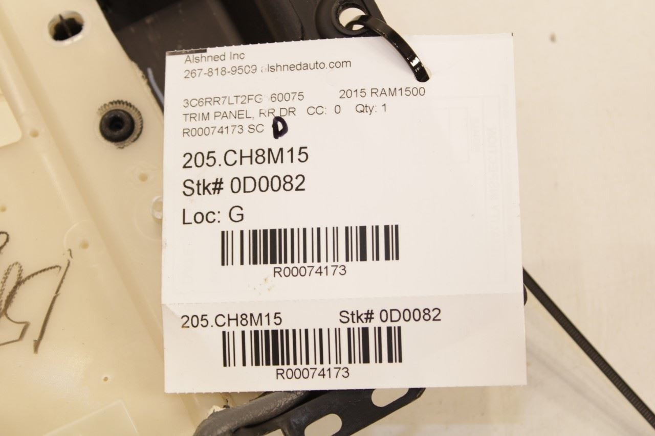 2013-2018 Ram 1500 Crew Cab Big Horn Rear Right Door Trim Panel 1YA461A8AF OEM - Alshned Auto Parts