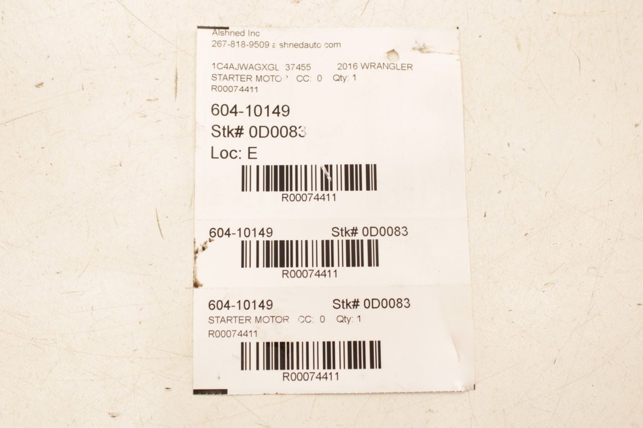 2012-2018 Jeep Wrangler Sport 2dr 3.6L Engine Starter Motor 56029852AA OEM - Alshned Auto Parts