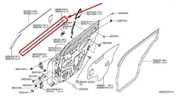 2014-20 Nissan Rogue Rear Right Door Outside Belt Molding Chrome 82820-4CL0A OEM - Alshned Auto Parts