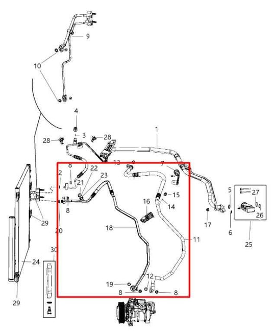 14-20 Ram 1500 Laramie 5.7L AC Conditioning Suction and Discharge Hose Line Set - Alshned Auto Parts