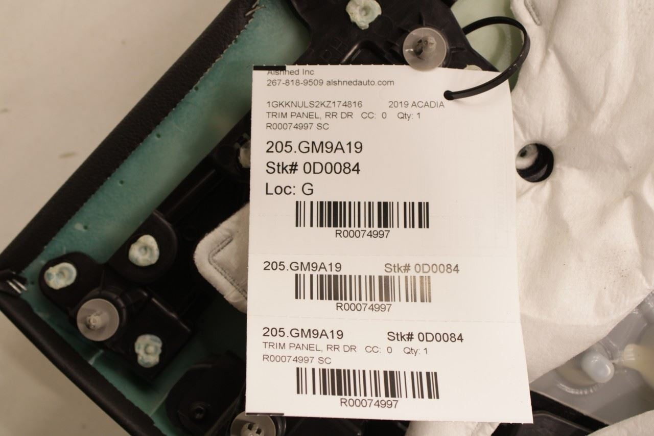 2019 GMC Acadia SLT-1 Rear Right Passenger Side Door Trim Panel 84536470 OEM - Alshned Auto Parts