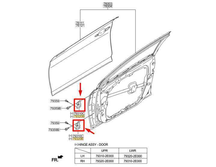 2011-2023 Hyundai Sonata Rear Right Door Hinge Upper & Lower 79420-3K000 OEM - Alshned Auto Parts