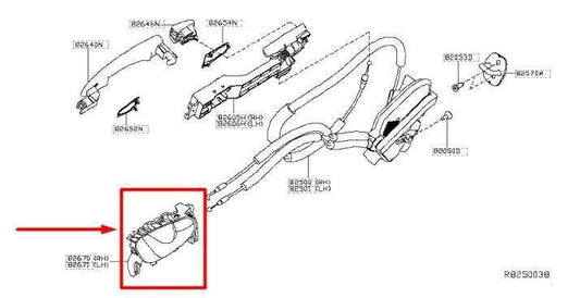 2014-19 Nissan Rogue Rear Left Driver Side Door Interior Handle 80671-4BA0A OEM - Alshned Auto Parts