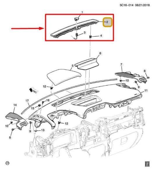 19-23 Chevy Silverado 1500 Dash Upper Defroster Grille Cover Panel 84791929 OEM - Alshned Auto Parts