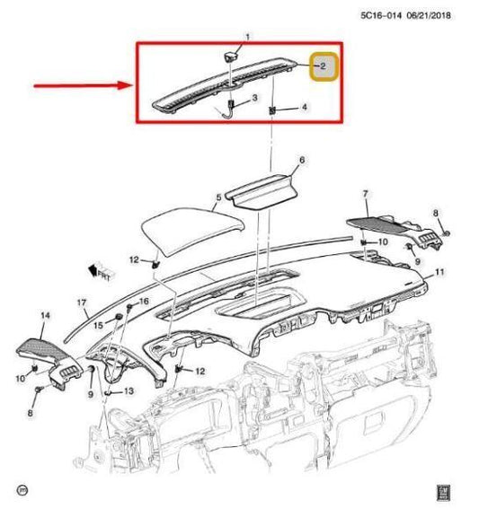 19-23 Chevy Silverado 1500 Dash Upper Defroster Grille Cover Panel 84791929 OEM - Alshned Auto Parts