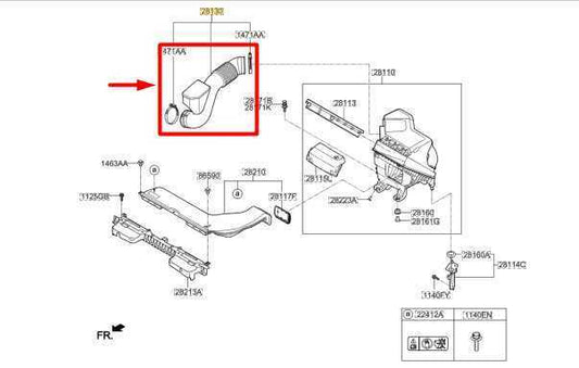 2015-2017 Hyundai Sonata Engine Air Intake Hose Tube 28130-C1360 OEM - Alshned Auto Parts