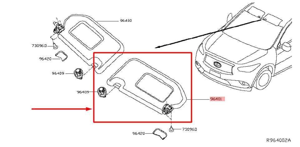 2013-20 Nissan Pathfinder FR LH Sun Visor w/ Illuminated Mirror 96401-9PB0A OEM - Alshned Auto Parts