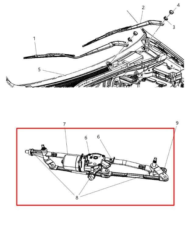 2008-2011 Chrysler Town and Country 3.8L Front Windshield Wiper Linkage w/ Motor1