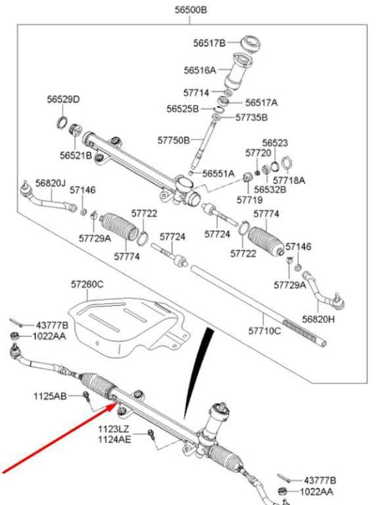 2011-2015 Kia Optima Power Steering Gear Rack and Pinion 56500-2T100 OEM - Alshned Auto Parts
