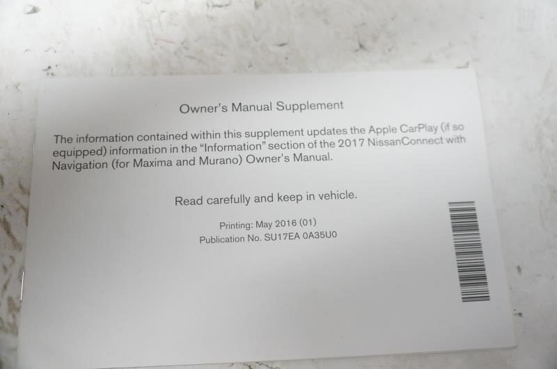 2017 Nissan Maxima Owner's Manual Book Set with Case - Alshned Auto Parts