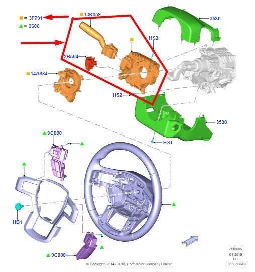 2015-2021 Ford F150 Steering Column Turn Signal Wiper Switch JL3T-14B522-ACW OEM - Alshned Auto Parts