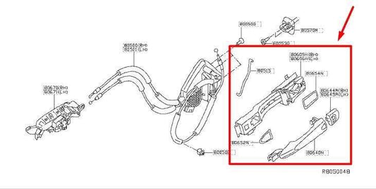 2015-19 Nissan Rogue Front Left Driver Side Door Exterior Handle 80640-9TB0A OEM - Alshned Auto Parts