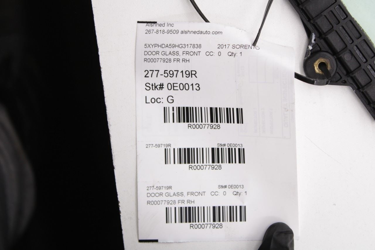 2015-2020 Kia Sorento EX Front Right Passenger Side Door Window Laminated Glass - Alshned Auto Parts