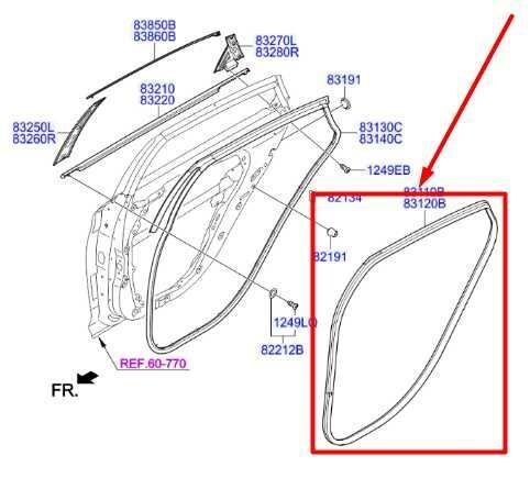 16-19 Hyundai Sonata Rear Left Driver Door Weatherstrip On Body 83110-C1001-TRY - Alshned Auto Parts