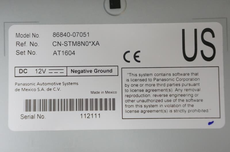 2018-2020 Toyota Camry GPS Navigation Computer Control Module 86840-07051 OEM - Alshned Auto Parts