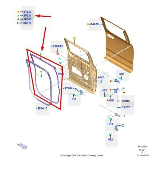 2015-19 Ford F150 Rear Right Side On Door Weather Strip Seal FL34-1625324-A OEM - Alshned Auto Parts