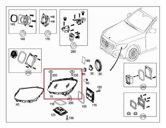 2015-18 Mercedes-Benz C300 4Matic 2.0L AWD Front Left Side Headlight Lamp *ReaD* - Alshned Auto Parts