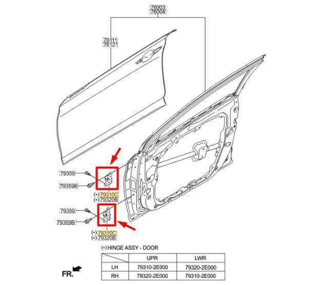 2011-23 Hyundai Sonata FR Left Door Hinge Upper & Lower Set 79310-2E000 OEM - Alshned Auto Parts