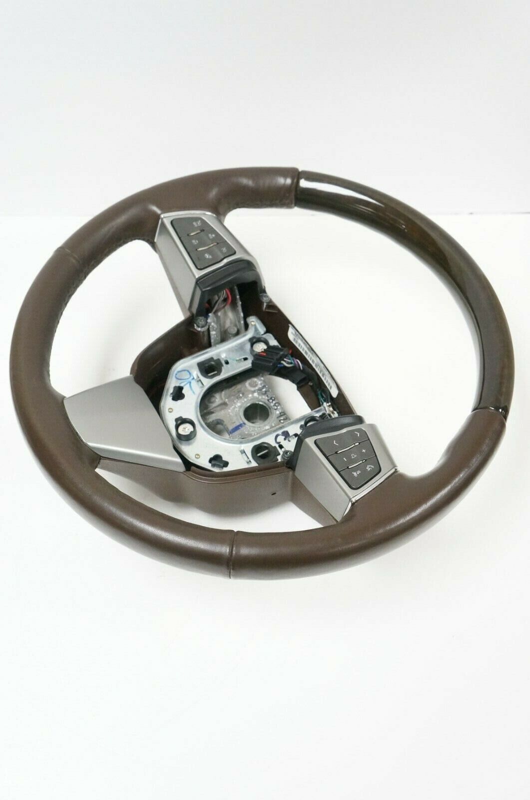 2012 Cadillac SRX Leather & Wood Steering Wheel W/ Controls Brown OEM 20995629 - Alshned Auto Parts