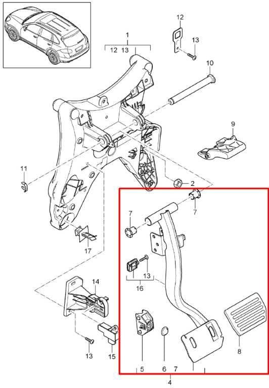 03-18 Porsche Cayenne S AWD Accelerator Throttle Gas Pedal Sensor w/ Brake Pedal2