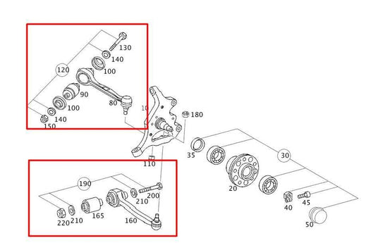 06-09 Mercedes-Benz CLK 350 RWD Front Left Side Upper and Lower Control Arm Set - Alshned Auto Parts