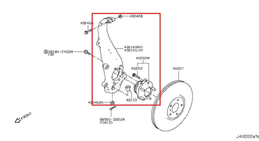 2014-2024 Infiniti Q50 Premium Front Right Side Spindle Knuckle Hub 40014-4GA0A - Alshned Auto Parts