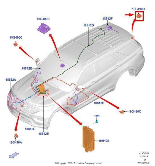 20-24 Ford Explorer Tailgate License Light Molding Cover w/ Camera MB5J-S42509-A - Alshned Auto Parts