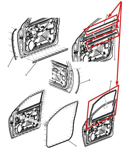 2011-2018 Ram 1500 Laramie Front Right Door Run Channel with Belt Weatherstrip - Alshned Auto Parts