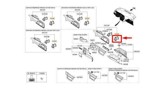 2015-17 Hyundai Sonata Front Right Side Dash Inner Air Vent Trim 97420-C2000 OEM - Alshned Auto Parts