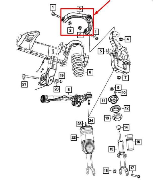 2011-2018 Ram 1500 4WD Front Left Driver Side Upper Control Arm 68227901AB OEM - Alshned Auto Parts