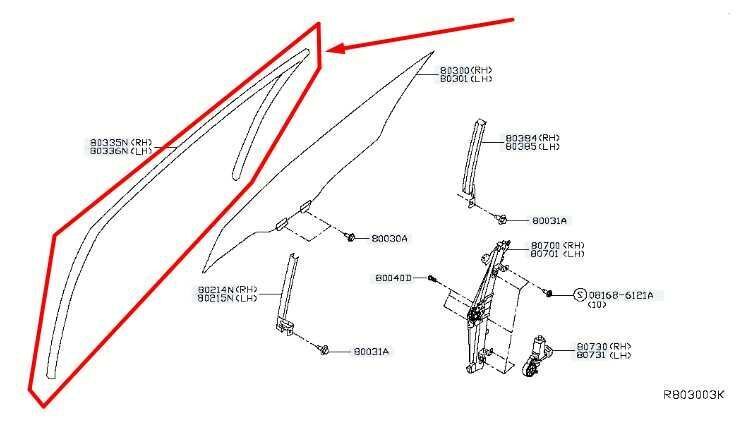 2014-2020 Nissan Rogue Front Left Door Window Glass Run Channel 80331-4BA0A OEM - Alshned Auto Parts