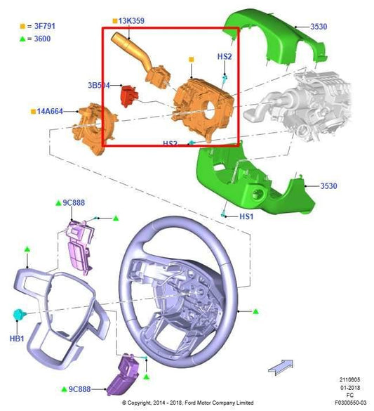 2015-21 Ford F150 Steering Column Light Turn Signal Wiper Switch FL3T-13K359-ADW - Alshned Auto Parts