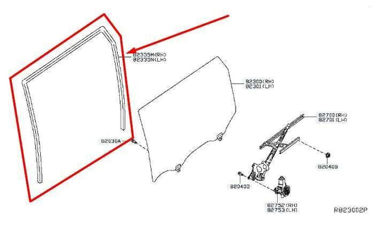 2014-2020 Nissan Rogue Rear Left Door Window Glass Run Channel 82331-4BA0A OEM - Alshned Auto Parts