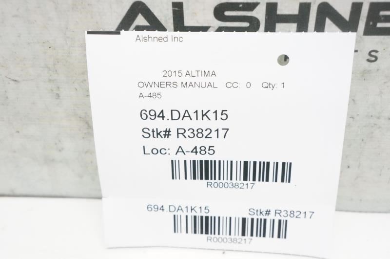 2015 Nissan Altima Sedan Owners Manual set with Case OM15EA-0L33U2 OEM - Alshned Auto Parts