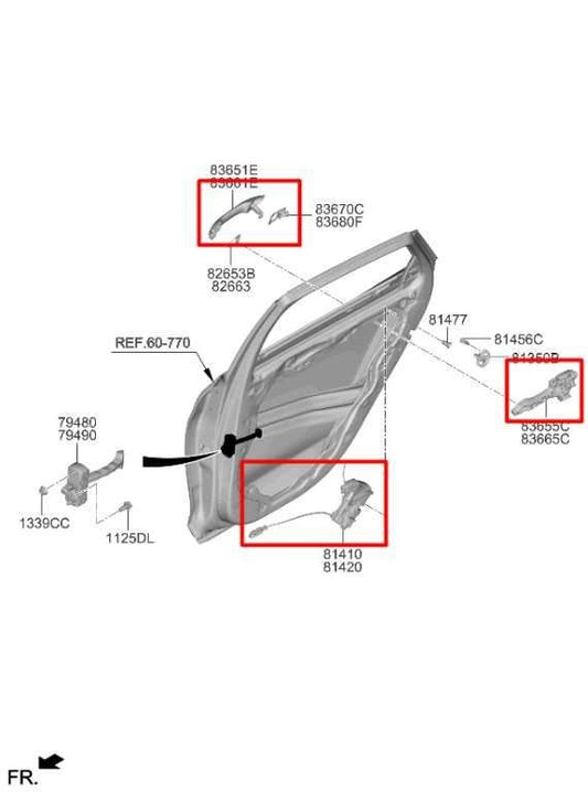 21-24 Kia K5 GTLine Rear Right Side Door Exterior Handle w/ Lock Latch Actuator - Alshned Auto Parts