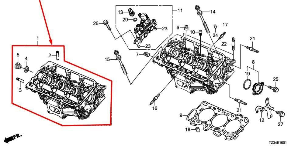 15-20 Acura TLX Tech 3.5L Front Left Engine Cylinder Head Assy 12100R9P305 *ReaD1