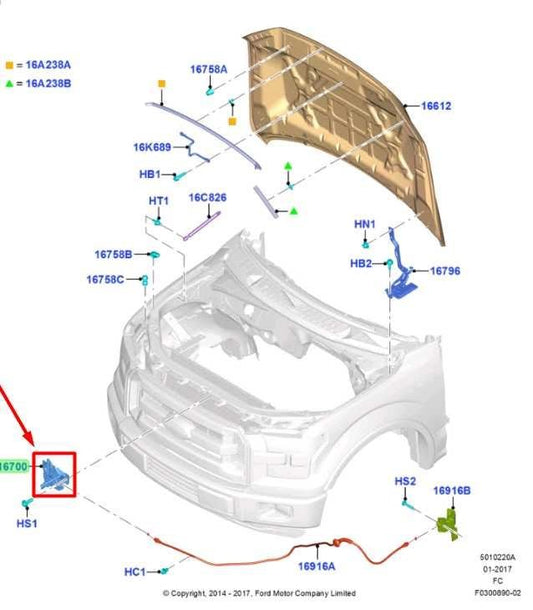 2015-2020 Ford F150 Front Hood Bonnet Lock Latch Actuator FL3Z-16700-B OEM - Alshned Auto Parts